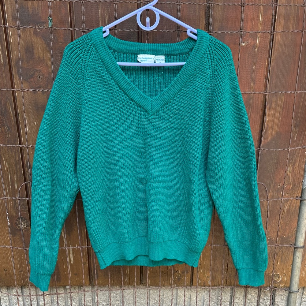 Green V-Neck Sweater